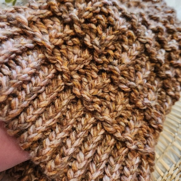 Handmade Knit Hat Brown Textured Winter Warm Soft Cozy - Picture 3 of 4